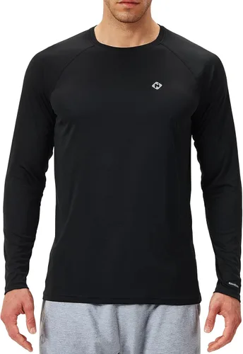 Vista 3 de NAVISKIN Camisas de protección solar UPF 50+ para hombre, de manga larga, de secado rápido, ligeras Negro