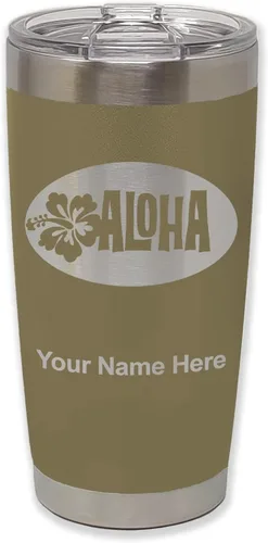 Vista 21 de LaserGram Taza aislada al vacío de 20 onzas, Aloha, grabado personalizado incluido (negro) Engraved Gift, Vacuum Insulated Stainless Steel, Laser