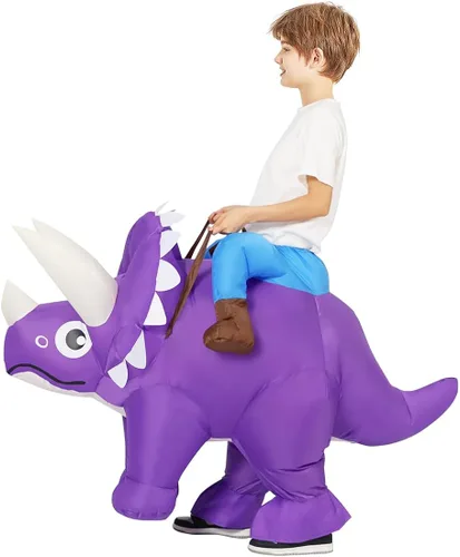 Vista 4 de GOOSH Disfraz inflable de dinosaurio para niños, disfraces de Halloween para niños y niñas, divertido disfraz inflable para fiesta de Halloween