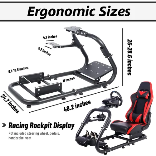 Vista 5 de Minneer Soporte de volante de carreras para cabina de simulador de altura ajustable para juegos compatible con T500 T30 T300RS FANTEC T3PATGT