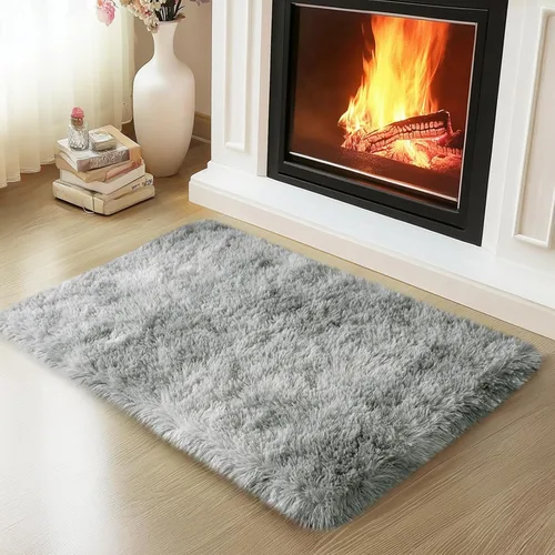 Vista 86 de Mugorn - Alfombras suaves y esponjosas de 2 x 3 pies para el hogar, alfombra pequeña con 4 mallas antideslizantes, color negro, 2 x 3 pies