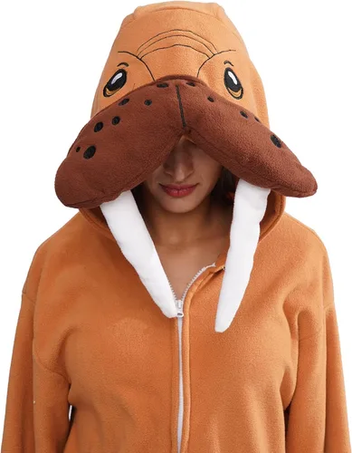 Vista 2 de YUNTAISHAN Disfraz de animal de una pieza para adultos, pijama de animal para cosplay para mujeres y hombres