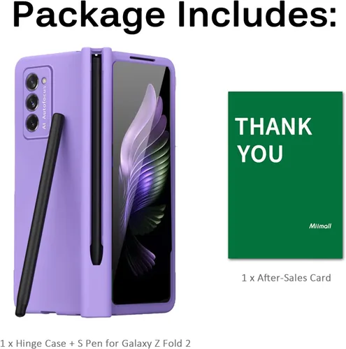 Vista 8 de Miimall Funda compatible con Samsung Galaxy Z Fold 2 con bisagra S Pen, con bisagras, lápiz capacitivo, soporte para bolígrafo + protector