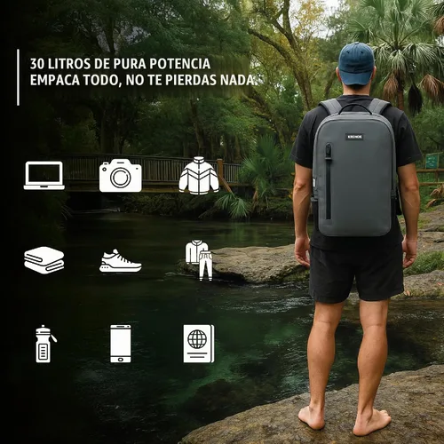 Vista 5 de KRONOX 25L Waterproof Backpack for Men – IPX7 Submersible Dry Bag, Lightweight & Durable for Travel, Motorcycle, Kayak Negro
