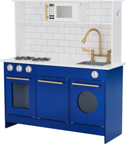 Vista 12 de Teamson Kids Little Chef Charlotte - Cocina Moderna Modular Interactiva de Madera para Jugar con Refrigerador, Estufa y Lavabo en Gris con Acentos