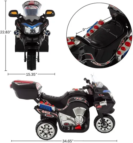 Vista 7 de Lil' Rider Bicicleta deportiva FX con batería de 3 ruedas - Negro Ride On