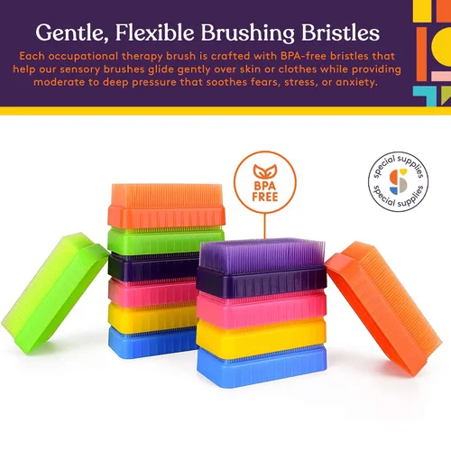 Vista 3 de Special Supplies Cepillo de terapia sensorial para cepillado ocupacional y sensorial, estimulante, herramientas calmantes para niños y adultos