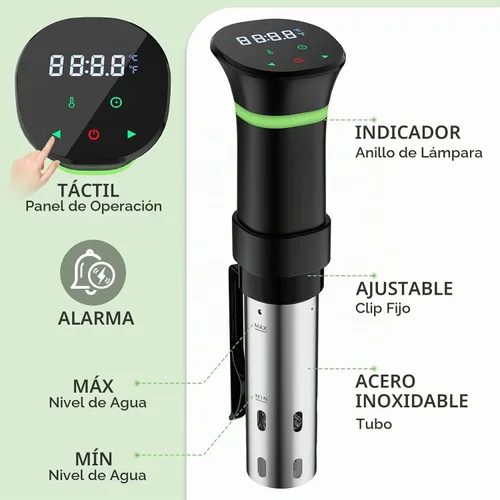 Vista 3 de Máquinas Sous Vide, Cocina Sous Vide, Circuladores de Inmersión de 1000 Vatios con Receta, Control Preciso de Temperatura y Tiempo