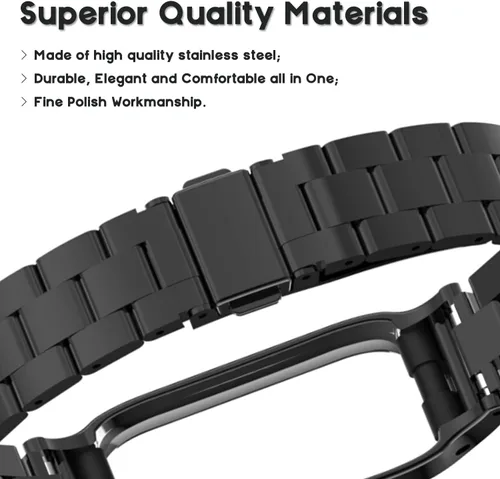 Vista 3 de Correa de reloj de metal compatible con Samsung Galaxy Fit2 SM-R220 de acero inoxidable con marco protector de caja de repuesto para Fit 2 SM-R220