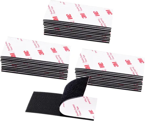Vista 13 de Cinta de gancho y bucle (1 pulgada × 4 pulgadas), tira adhesiva de alta resistencia, cinta autoadhesiva entrelazada, tiras de montaje adhesivas