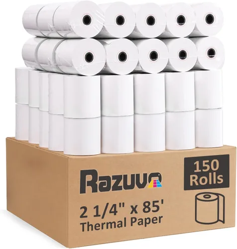 Vista 9 de (50 rollos) Rollos de papel térmico de recibo de 2 1/4 x 85 pulgadas, se adapta a todas las cajas registradoras POS, para impresoras de caja