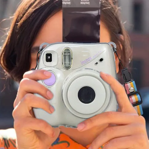 Vista 3 de Funda transparente para cámara instantánea Fujifilm Instax Mini 7+ 7 Plus, funda de cristal para cámara con correa de hombro extraíble Solo funda