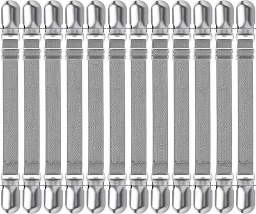 Vista 11 de Boao 12 piezas de clips para sábanas de cama, correas para esquinas de sábanas, soporte ajustable para colchón, clips elásticos para sujetar Negro