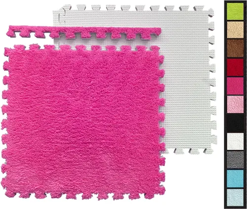 Vista 23 de 12 piezas de baldosas de alfombra de espuma entrelazadas para niños con borde, cuadrados gruesos de alfombra de felpa, tapetes de juego para el Negro