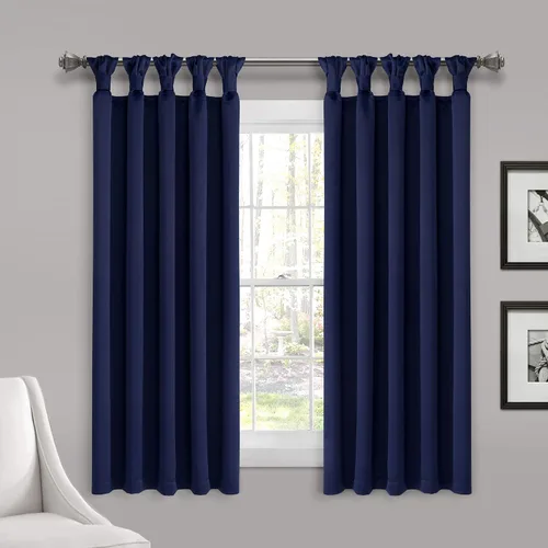 Vista 10 de Lush Decor - Cortinas con pestañas anudadas y aisladas para oscurecer la habitación, juego de paneles de cortina para ventana, 52" de ancho x 84