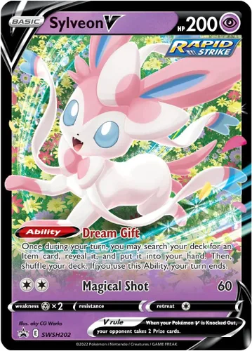 Vista 4 de Pokémon TCG: V Heroes Tin Sylveon (1 tarjeta de aluminio y 4 paquetes de refuerzo)