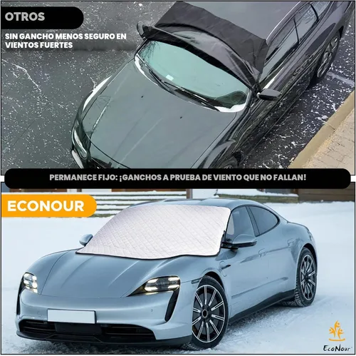Vista 2 de EcoNour - Cubierta de nieve para parabrisas de coche - Cubierta de hielo para parabrisas con 4 capas de grosor, cubierta de protección contra