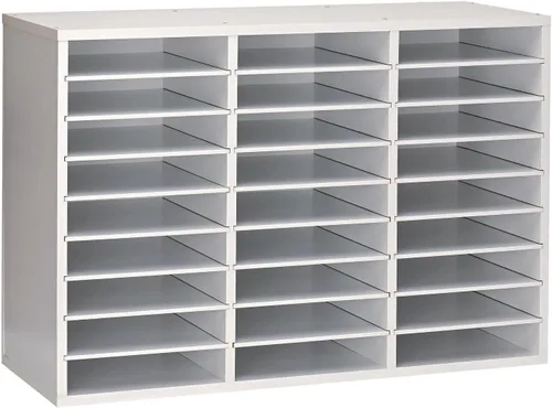 Vista 10 de AdirOffice Buzón para el aula, organizador de literatura de madera, organizador de almacenamiento de papel de construcción, clasificador de correo