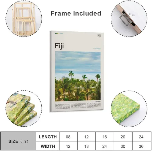 Vista 2 de Impresión de Fiyi, póster de Fiyi, decoración mural moderna para el hogar, impresión artística de Fiyi, obra de arte de Fiyi, paisaje de Fiyi