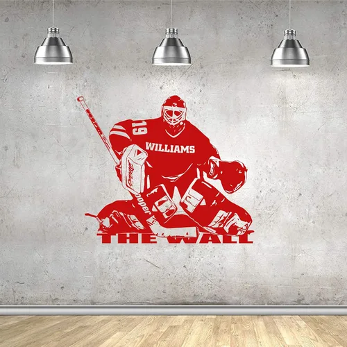 Vista 3 de Calcomanía de pared personalizada con nombre de portero de hockey de jugador, elige tu nombre y número, camisetas de jugador personalizadas