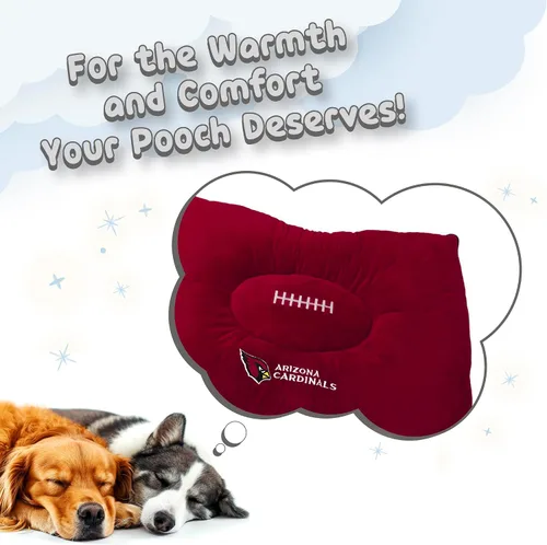 Vista 2 de NFL PET Bed - Cama de almohada de felpa suave y acogedora de Arizona Cardinals. Cama de fútbol para perros. Cama de colchón deportivo cálido