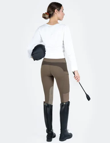 Vista 4 de FitsT4 - Mallas de equitación para mujer con bolsillos con cremallera, parche en la rodilla, malla de enfriamiento, pantalones ecuestres