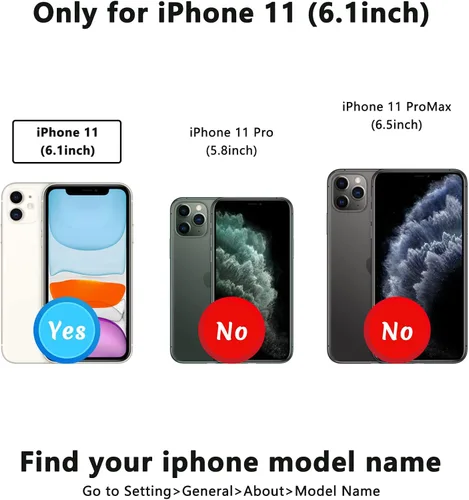 Vista 2 de Funda compatible con iPhone 11 con tarjetero y soporte para tarjetas, soporte de anillo de dedo de rotación de 360º, función atril, protección RFID