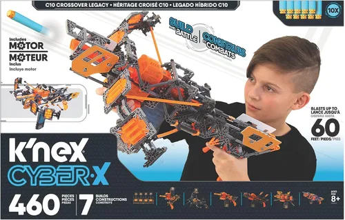 Vista 6 de K'NEX Cyber-X C10 Crossover Legacy con motor – Explosiones de hasta 60 pies – 460 piezas, 7 construcciones, objetivos, 10 dardos – Gran regalo