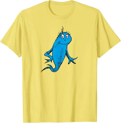 Vista 44 de Dr. Seuss Blue Fish Character - Camiseta con licencia oficial Negro