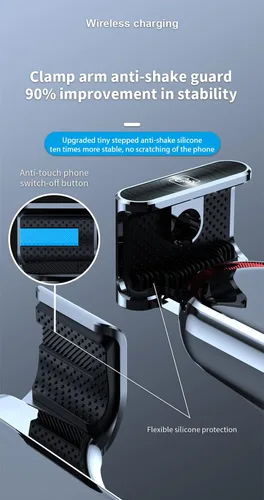 Vista 2 de Cargador inalámbrico para automóvil, SUPERLIT 15 W Qi de carga rápida con sujeción automática, soporte de teléfono resistente para ventilación