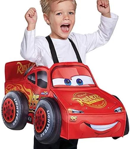 Vista 3 de Disguise Lightning McQueen - Disfraz 3D para niños pequeños, Multicolor