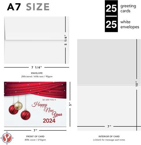 Vista 6 de 2024 We Wish You A Happy New Year Tarjetas de felicitación – Nochebuena roja, Navidad, vacaciones, saludos, invitaciones, agradecimientos, anuncios
