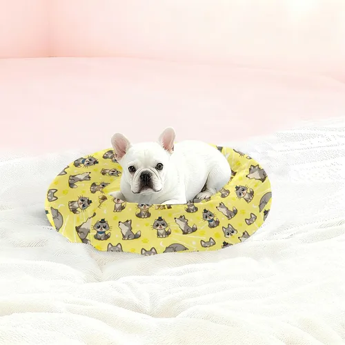 Vista 2 de Pet Dog Bed Donut Cuddler Fluffy Cat Pillow Bed for Medium Size Pets Sleeping XS Cute Wolves