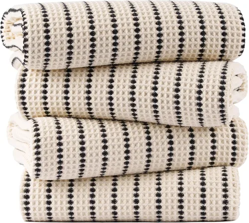 Vista 13 de POLYTE Toalla de baño de microfibra de gran tamaño de 430 GSM, de secado rápido, sin pelusas, 60 x 30 pulgadas, paquete de 4 (tejido de waffle)