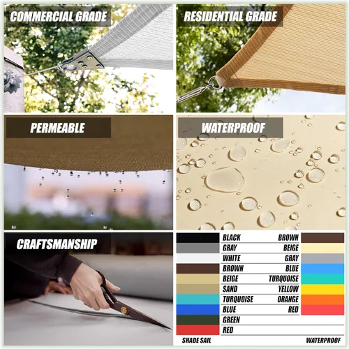 Vista 5 de ColourTree TAPS9.5 - Toldo cuadrado impermeable, parasol de tela con 95% de bloqueo de rayos UV y resistente al agua, para patio, jardín o cochera