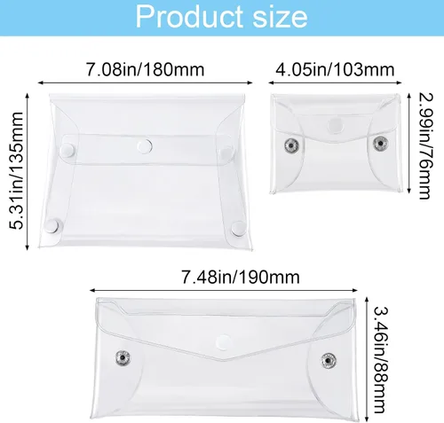 Vista 3 de HINZIC Paquete de 3 bolsas de cosméticos transparentes, de diferentes tamaños, portátiles, impermeables, de PVC, organizador de maquillaje