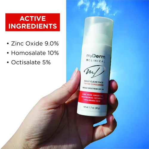 Vista 4 de Paquete doble – Myderm CLINICAL SPF 46 TINTED Zinc Sunscreen Lotion