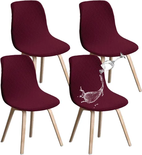 Vista 34 de Juego de 2 fundas de jacquard para silla, elásticas, impermeables, escandinavas, para sillas de comedor, lavables, modernas, fundas de asiento