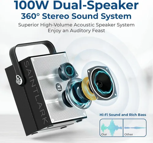 Vista 2 de Amplificador de voz potente de 100 W con 2 micrófonos inalámbricos S99 Big Pro Sound Portable Speaker with Microphone, Bluetooth Speaker PA System