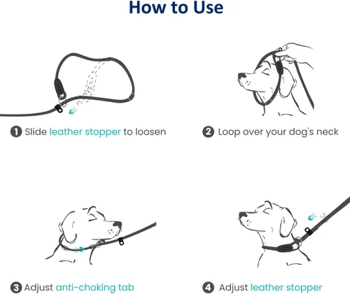 Vista 5 de WePet Correa antideslizante de entrenamiento para perros, sin tirones, plomo reflectante duradero, cuerda de bucle resistente para cachorros, mango