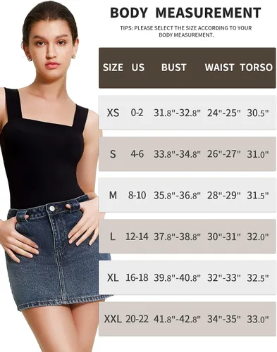 Vista 5 de ALGALAROUND Body básico de doble capa para mujer, cuello cuadrado, sin mangas, top sin mangas