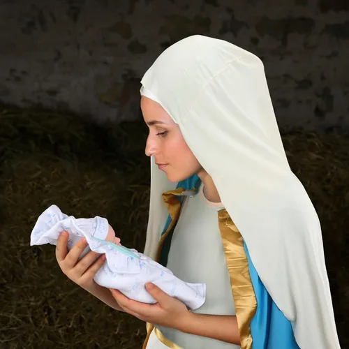 Vista 5 de Jiuguva Disfraz de Virgen María para adultos, disfraces bíblicos para mujeres, disfraz de Jesús de la Biblia, disfraz de santa de Pascua