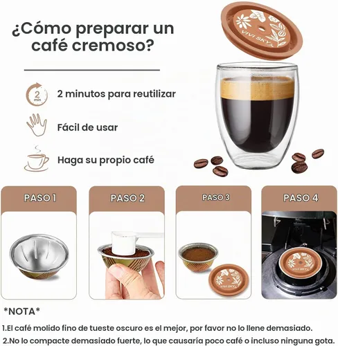Vista 5 de VIVI SKY Tapas de cápsula de café reutilizables funcionan con cápsulas N*espresso Pods Vertuoline, tapas de silicona de grado alimenticio utilizadas