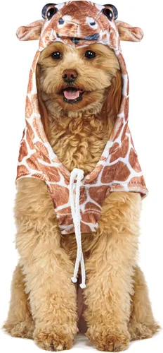 Vista 3 de Rubies Costume Company disfraz de jirafa con capucha para mascotas, S, Marrón