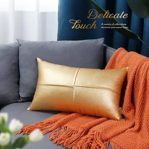 Vista 20 de BRAWARM Fundas de Almohada Decorativas de Cuero Sintético 12 X 20 Pulgadas, Fundas de Almohada Lumbar de Cuero Naranja Paquete de 2, Almohadas