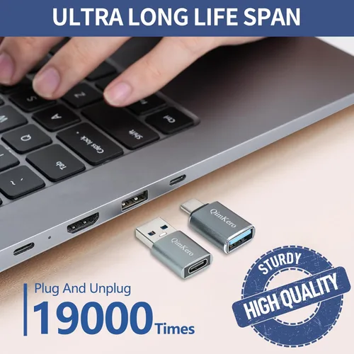 Vista 5 de QimKero Juego de adaptadores USB C OTG – [2 x Tipo C hembra a USB A macho + 2 USB C macho a A hembra] – Compatible con iPhone 15/14/13/12 Pro Max
