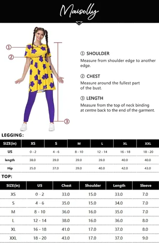 Vista 7 de Maisolly Vestido de disfraz de Halloween de manga corta para mujer con leggings