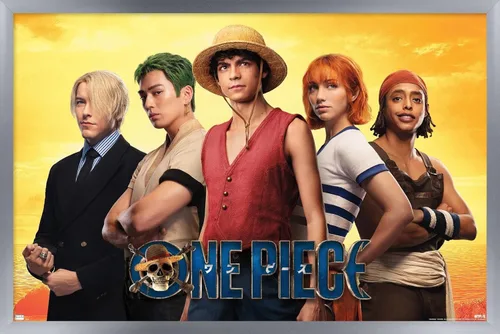 Vista 11 de Trends International Netflix One Piece - Póster de collage de pared, 14.72 x 22.37 pulgadas, versión enmarcada de madera de granero