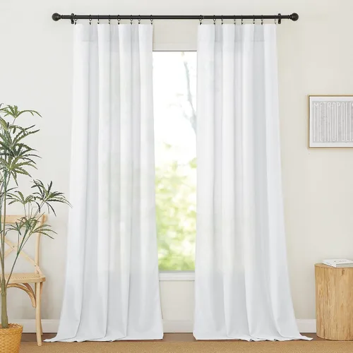 Vista 74 de RYB HOME - Cortinas de lino texturizado semitranslúcidas, privacidad media, filtro de luz, decoración de ventana para dormitorio/baño/sala de estar