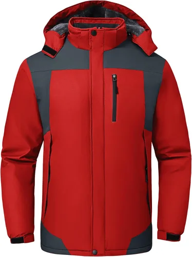 Vista 6 de Chaqueta de esquí para hombre, impermeable, resistente al viento, con capucha
